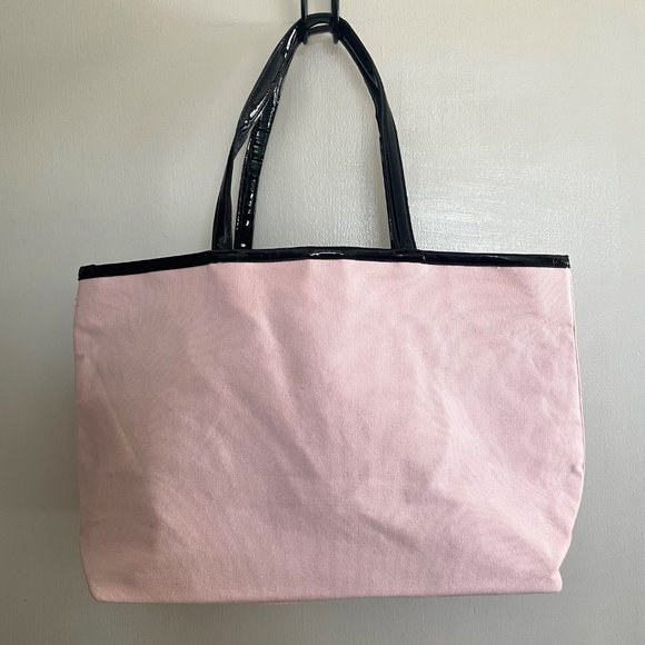 New Victoria's Secret Pink Canvas with Black Gold Stripe Weekender Tote Bag - Picture 3 of 11